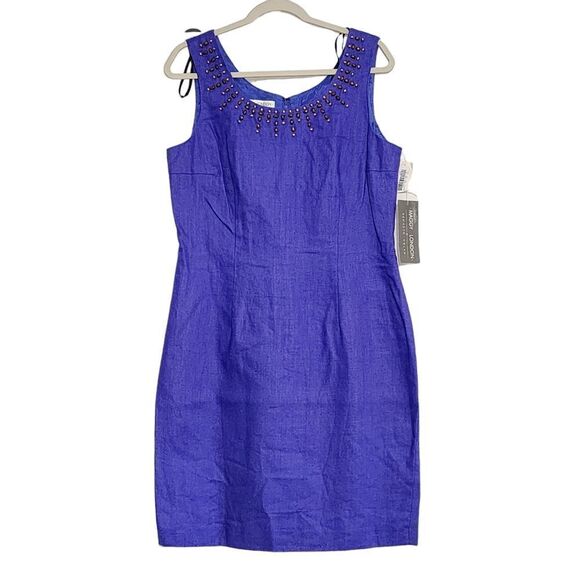 Maggy London blue linen sleeveless dress - Picture 1 of 4